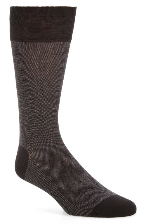 Piqué Texture Crew Socks in Black