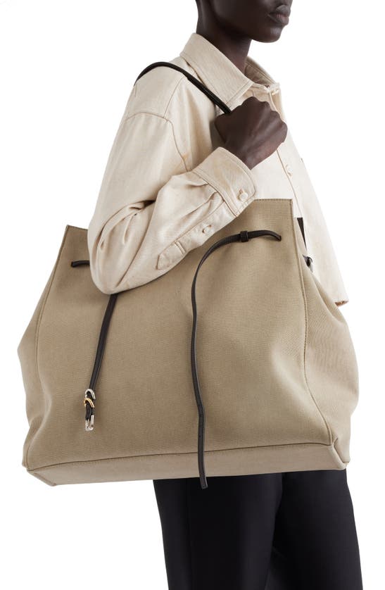Shop Givenchy Large Voyou Canvas East/west Tote In Army Beige