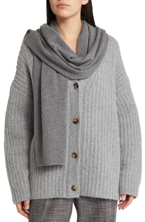 Boiled Cashmere Knit Scarf in Med Heather Grey