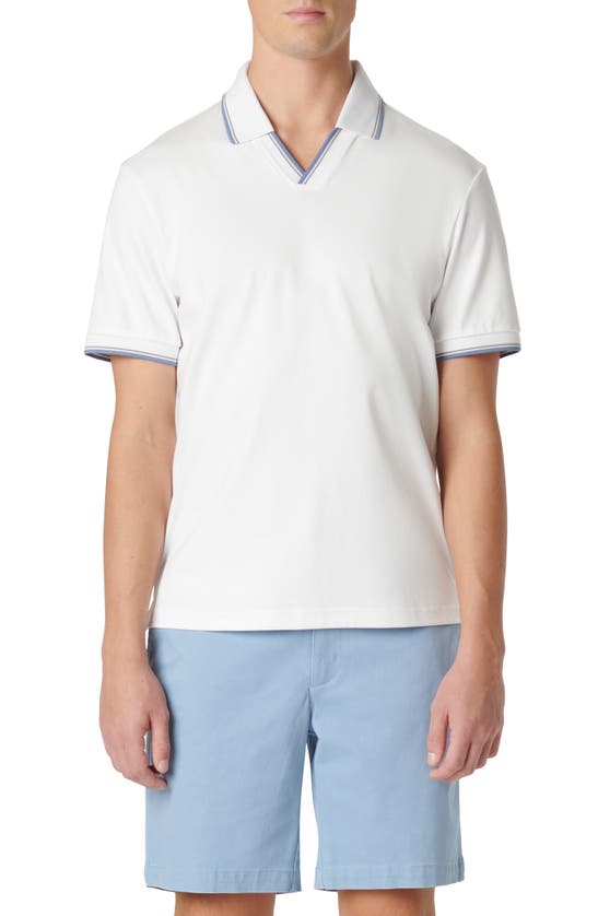Shop Bugatchi Tipped Johnny Collar Polo In White