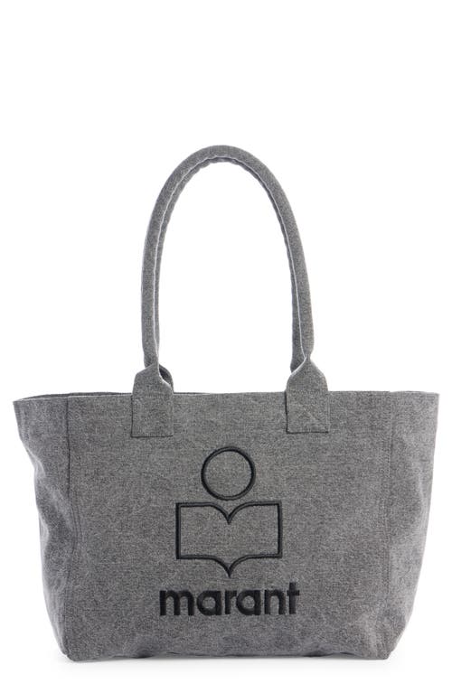 Shop Isabel Marant Yenky Zipped Embroidered Logo Canvas Tote In Grey