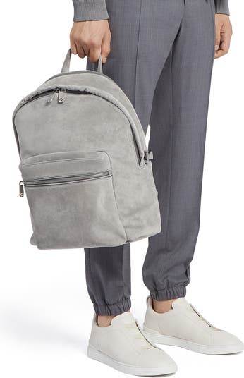 Grey suede sales backpack