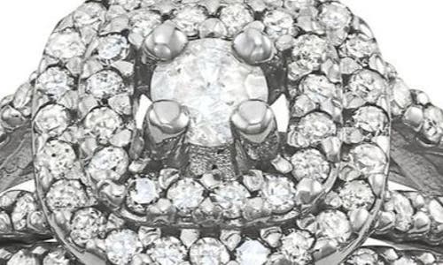 Fzn Sterling Silver Diamond Bridal Ring Set In Silver
