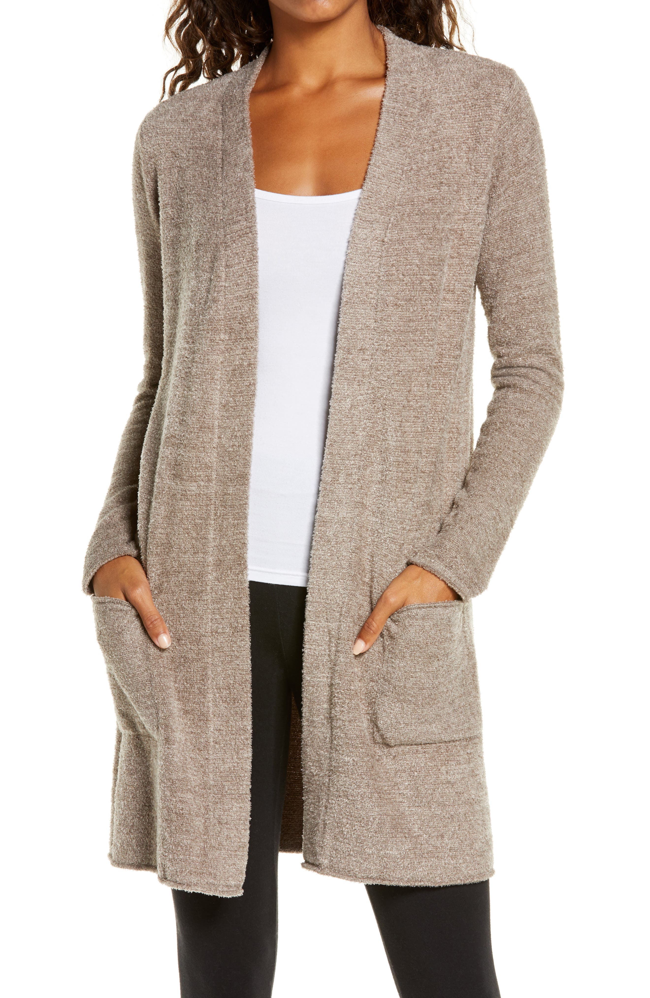 Barefoot Dreams Cozychic Lite® Long Cardigan In Heather Cocoa-taupe