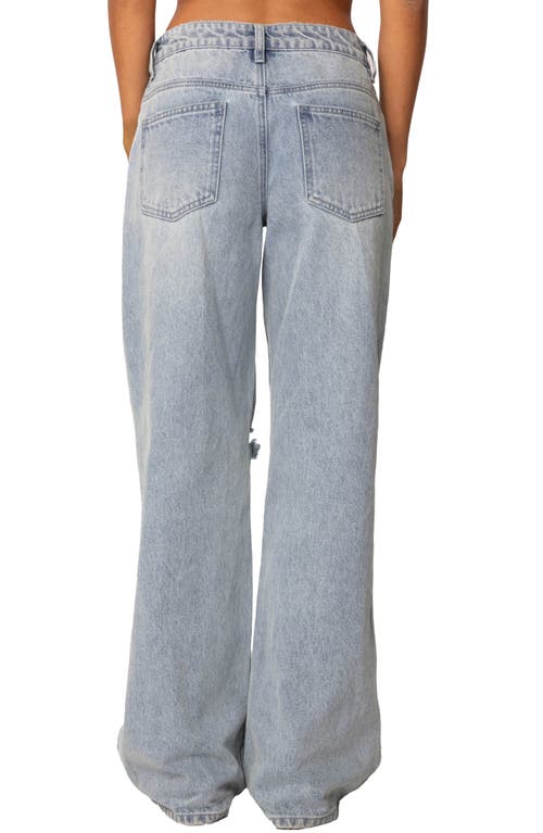 EDIKTED EDIKTED ADAM DISTRESSED RIPPED NONSTRETCH WIDE LEG JEANS 