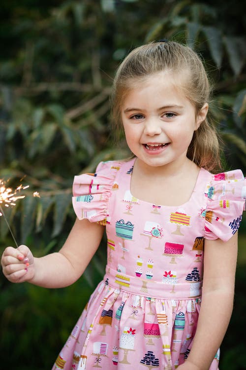 Worthy Threads Girls' Made From Scratch Ruffle Sleeve Dress - Little Kid, Big Kid In Pink Cakes