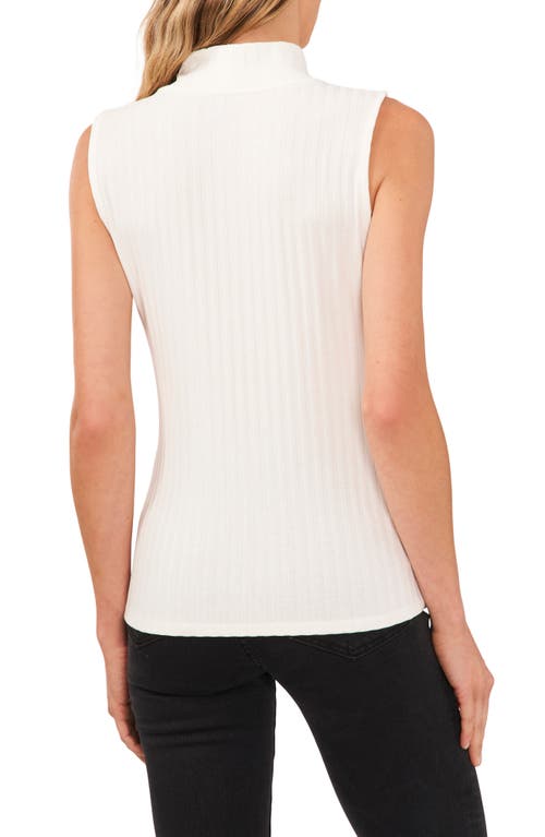 Cece Women's Sleeveless Mock Neck Wide Rib Knit Top In New Ivory