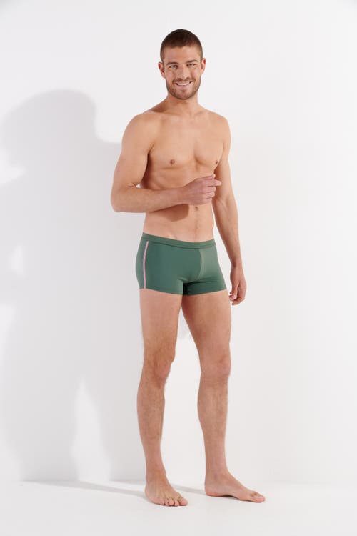 Hom Nautical Cup Swim Shorts In Khaki Green