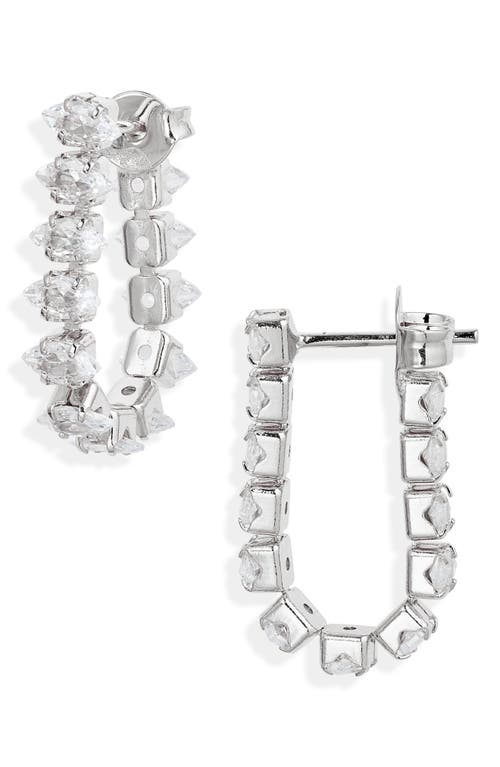 Tennis Chain Drop Earrings in Silver