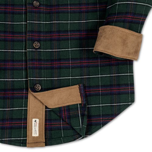 Shop Hope & Henry Baby Boys' Organic Flannel Shirt With Suede, Infant In Merry Pine Plaid