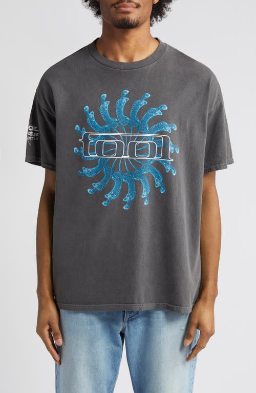 Tool Blue Swirl Cotton Graphic T-Shirt in Black Pigment Wash