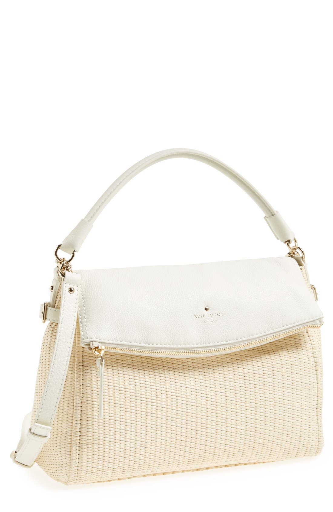 kate spade new york 'cobble hill little minka' straw foldover bag