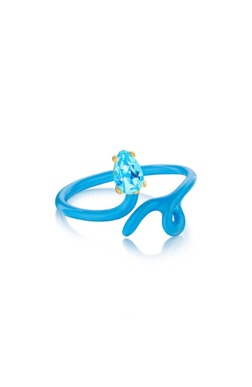 Shop House Of Frosted Stone & Enamel Vine Ring In Blue/blue Topaz