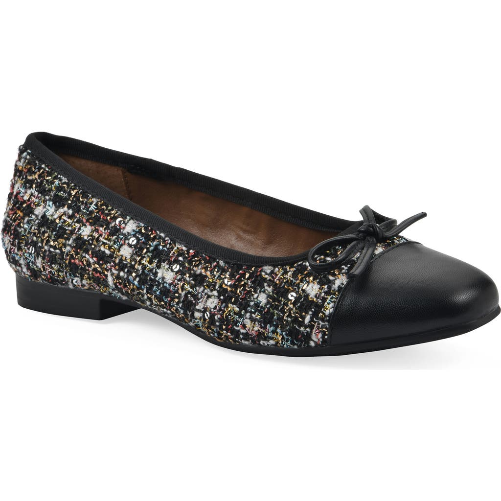 Cliffs By White Mountain Bocci Cap Toe Flat In Black Boucle Fabric Multi