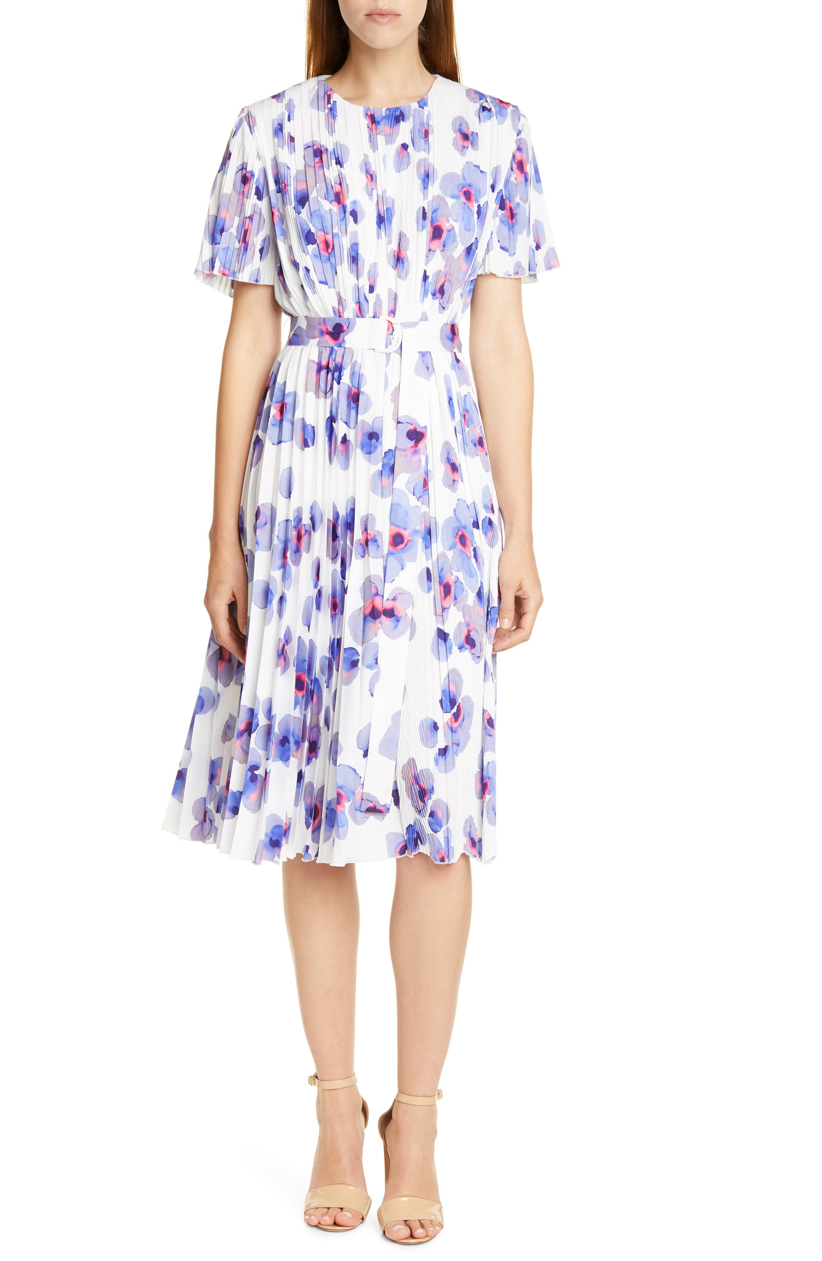 Boss Diplissee Pleated Dress, Brown