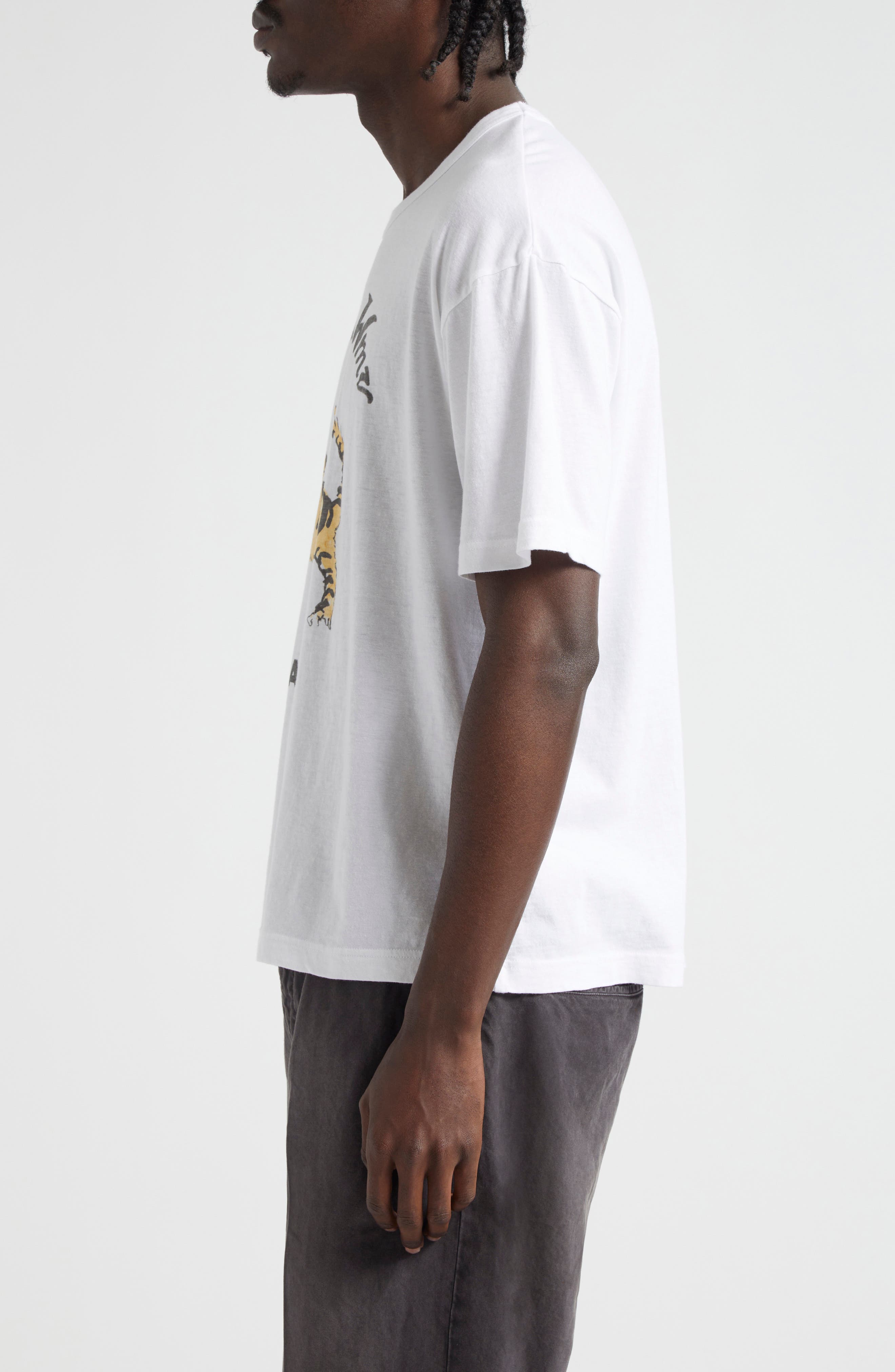 VISVIM Tora Tiger Graphic T-Shirt in White | Smart Closet