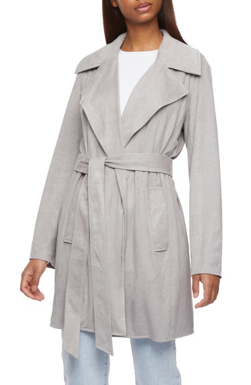 Faux Suede Belted Trench Coat in Titanium