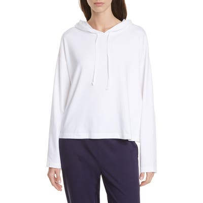 Eileen Fisher Boxy Stretch Organic Cotton Hoodie, White