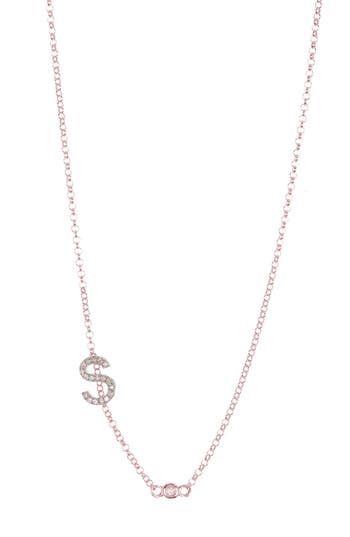Meshmerise Bezel Diamond Initial Chain Necklace In Rose-s