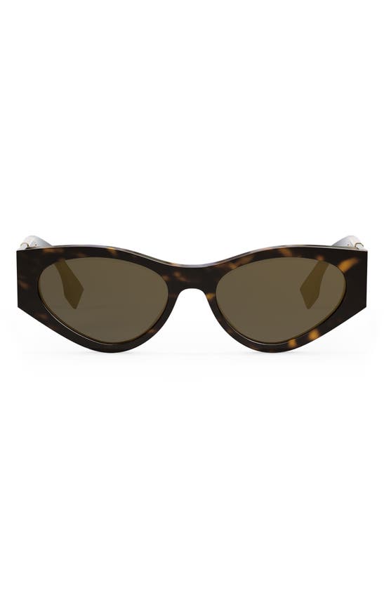 Fendi Maxi O'lock 54mm Geometric Sunglasses In Dark Havana / Brown