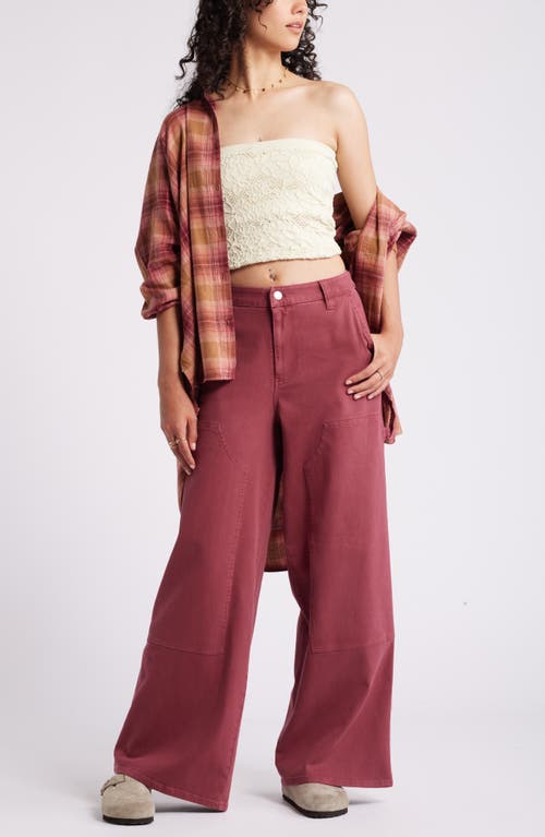 Shop Bp. Mid Rise Wide Leg Twill Carpenter Pants In Red Grape