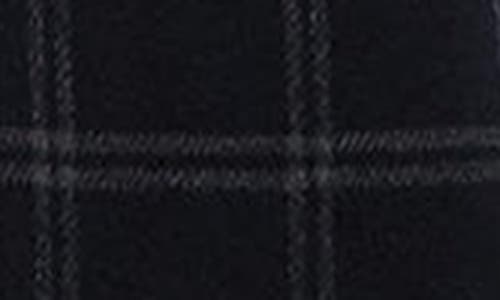 Ralph Lauren Lauren  Windowpane Plaid Longline Wool Blend Reefer Coat In Navy Blue/grey Windowpane