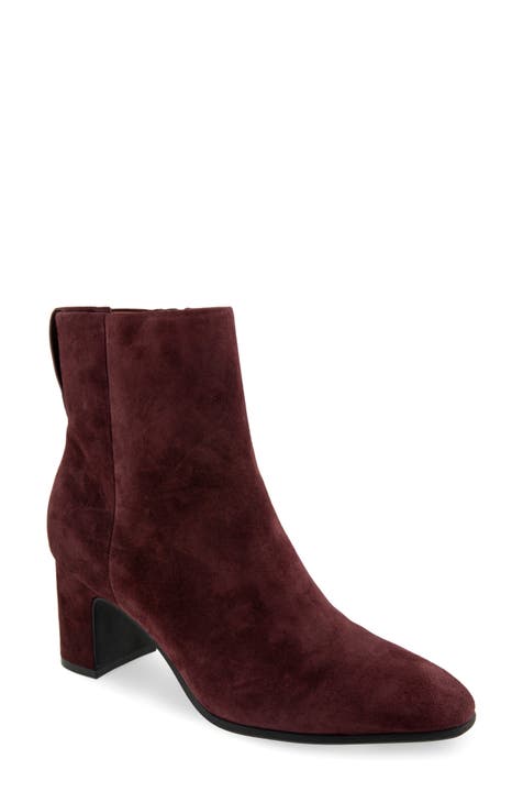 Burgundy suede booties hotsell