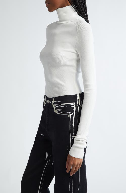 Proenza Schouler Fox Longline Logo Rib Turtleneck Top In White