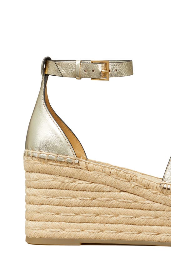 Shop Tory Burch Ines Ankle Strap Espadrille Platform Wedge Sandal In Spark Gold