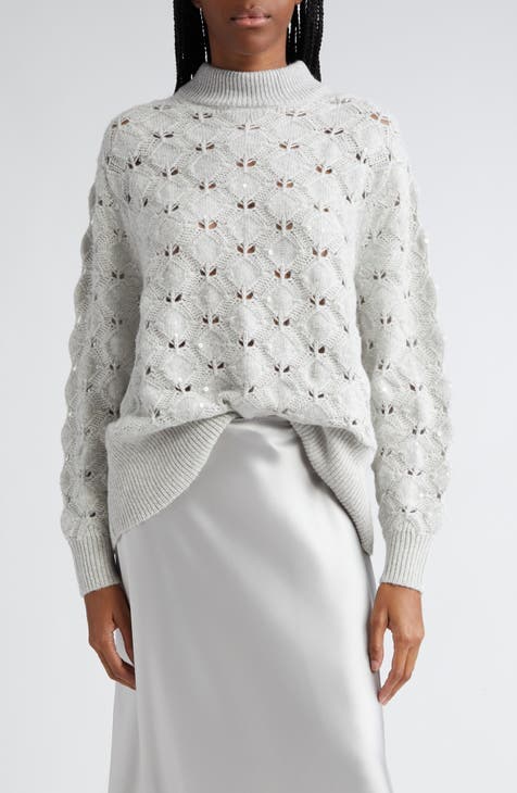 Natori Cashmere Blend Flat Knit Sweater Tights Medium Gray Heather