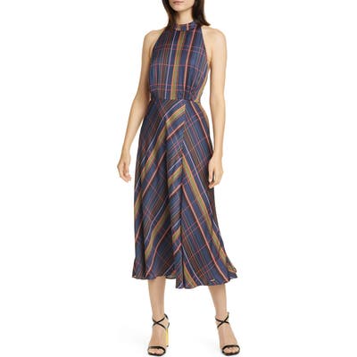 Ted Baker London Colour By Numbers Toronti Halter Neck Midi Dress, (fits like 4-6 US) - Blue