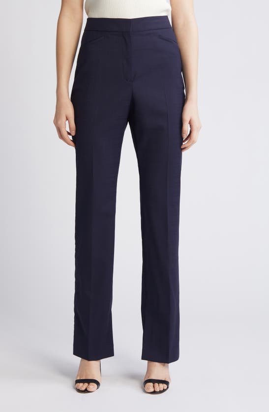 Shop Hugo Boss Boss Teana Straight Leg Wool Pants In Sky Captain