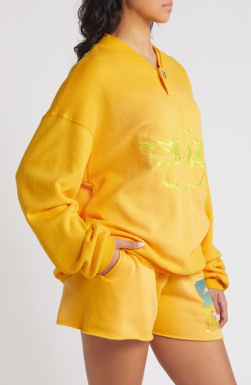 Shop Boys Lie Fool's Gold Embroidered Graphic Sweatshirt In Yellow