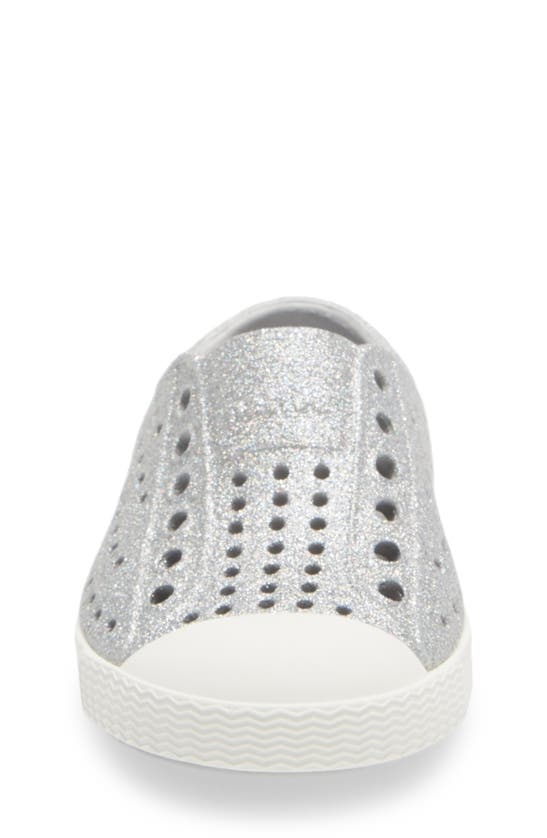 Native Shoes Kids' Jefferson Bling Glitter Slip-on Vegan Sneaker In Disco Bling/ Shell White