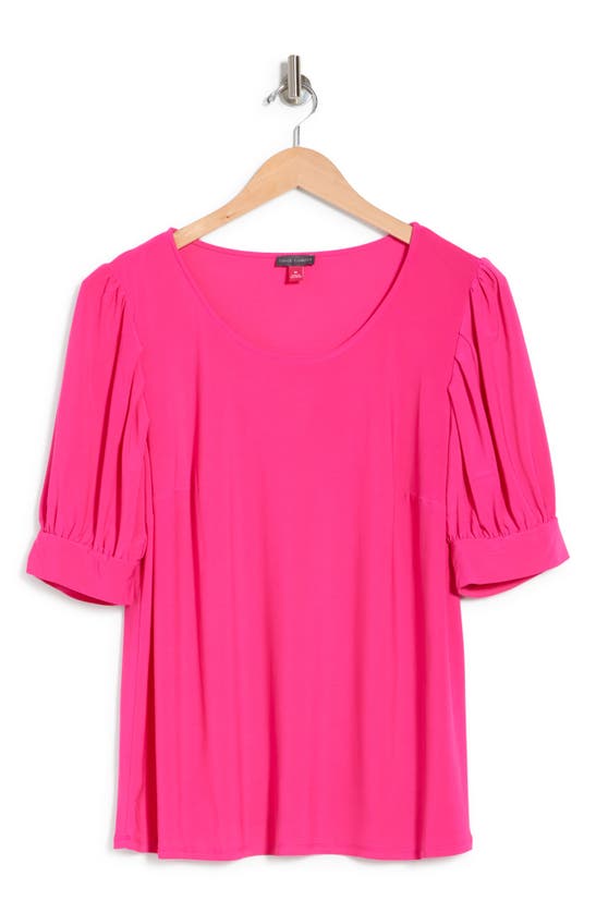 Vince Camuto Puff Sleeve Top In Fiercely Fuschia