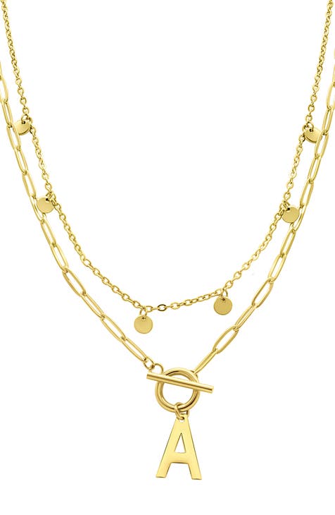 Initial Pendant Layered Chain Necklace