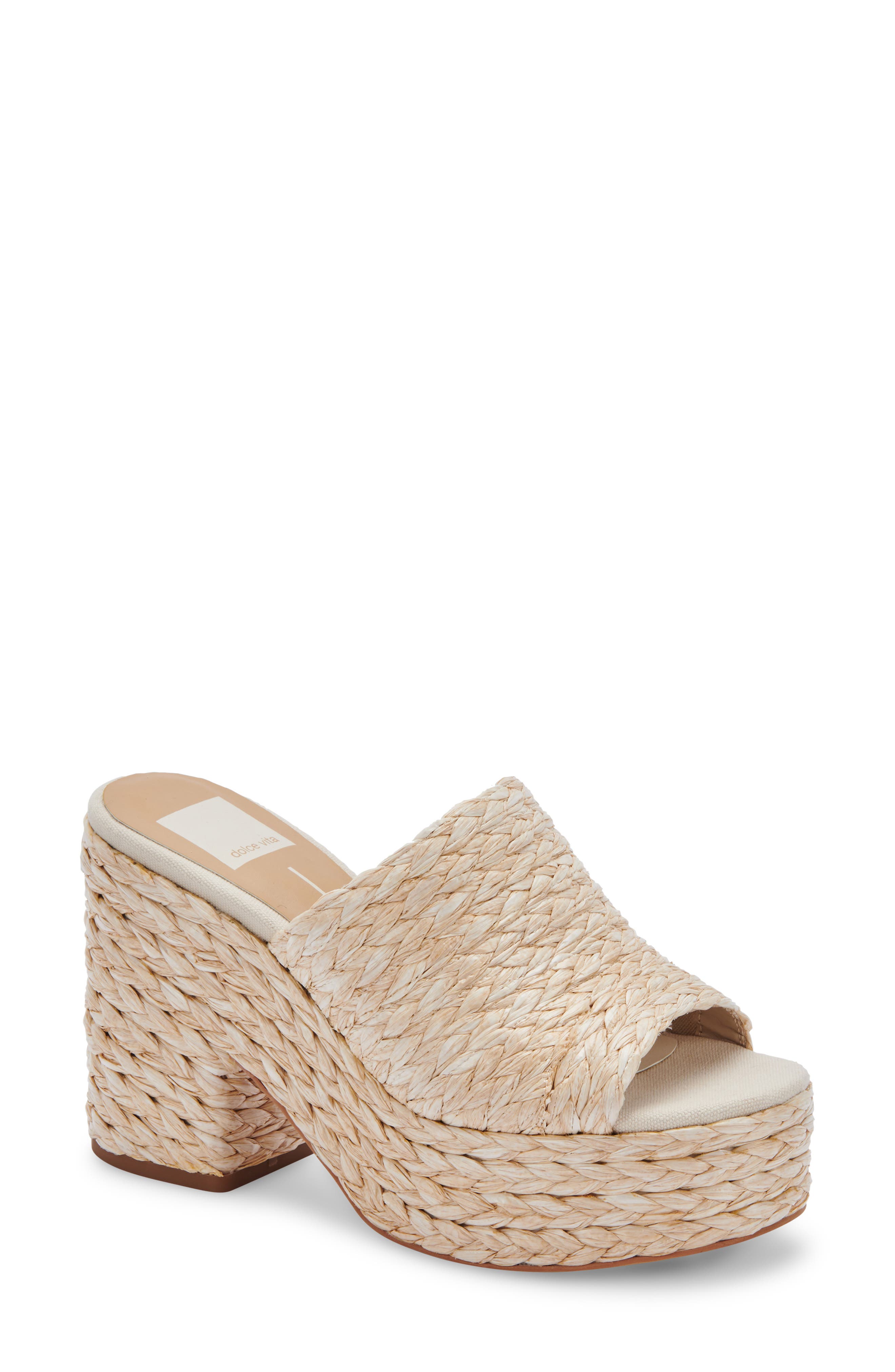 raffia platform sandals
