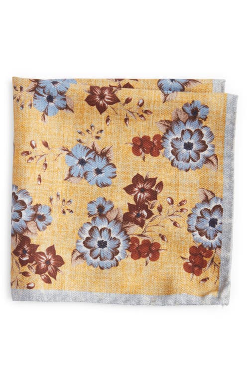 Floral Silk Pocket Square in Yellow