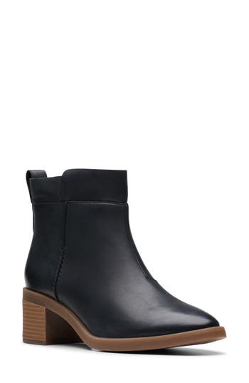 Clarks Lileigh Charm Leather Boot In Black Leather