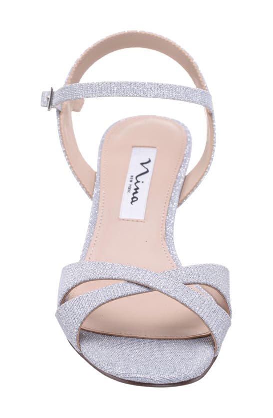 Shop Nina Flora Ankle Strap Wedge Sandal In Silver