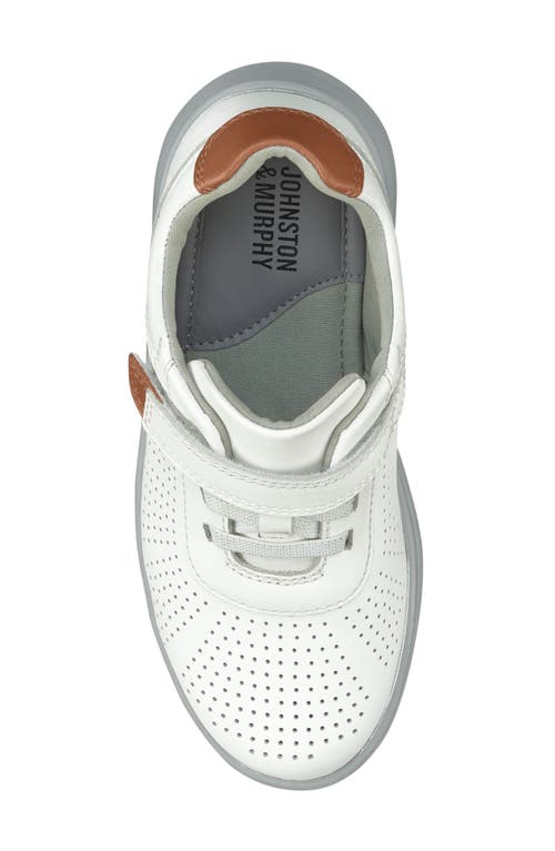 Shop Johnston & Murphy Kid's Activate U-throat Hook & Loop Sneaker In White Full Grain