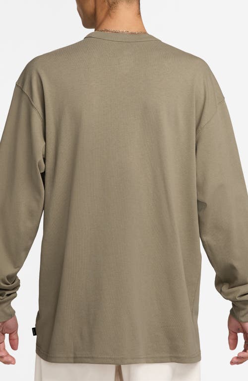 Shop Nike Sportswear Premium Essentials Long Sleeve T-shirt In Neutral Olive