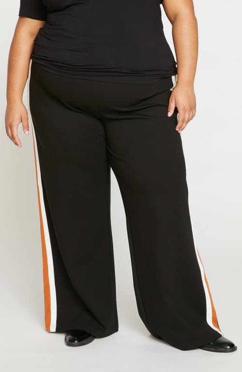 Universal Standard Stephanie Ponte Wide Leg Pants In Black With Ochre/white Stripe