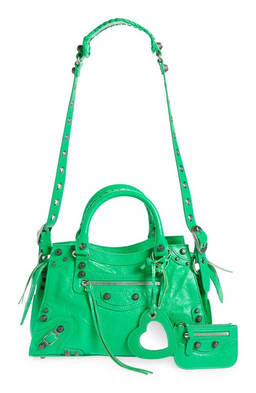 Balenciaga Small Neo Cagole Leather Shoulder Bag in Vivid Green