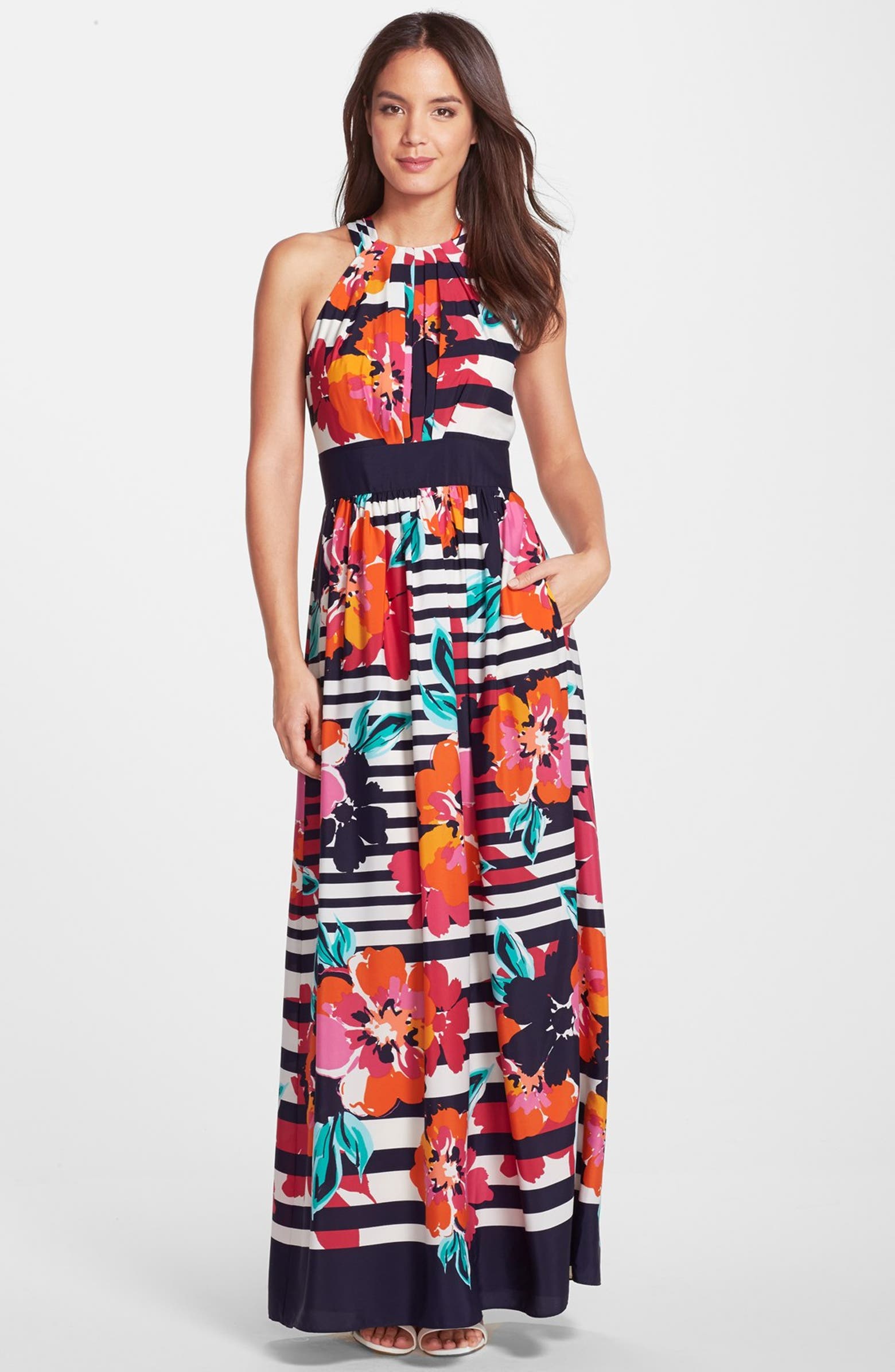 Eliza J Print Halter Maxi Dress (Regular & Petite) | Nordstrom
