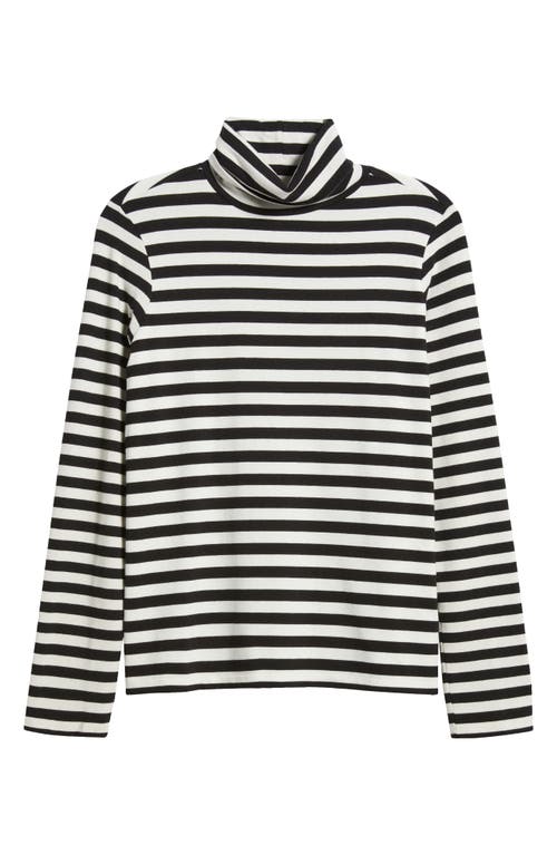 Shop Caslonr Caslon(r) Long Sleeve Turtleneck Top In Black- Ivory C Charm Stripe