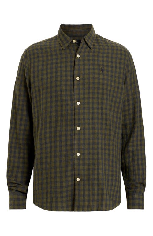 Allsaints Ryker Check Flannel Button-up Shirt In Bancha Green