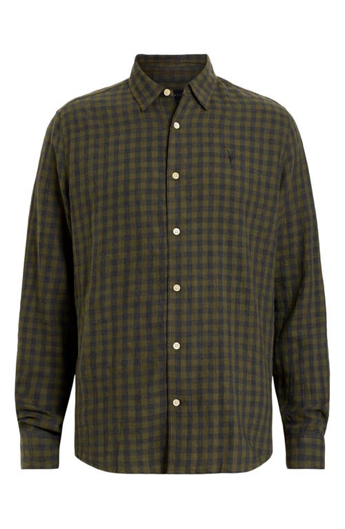 Shop Allsaints Ryker Check Flannel Button-up Shirt In Bancha Green