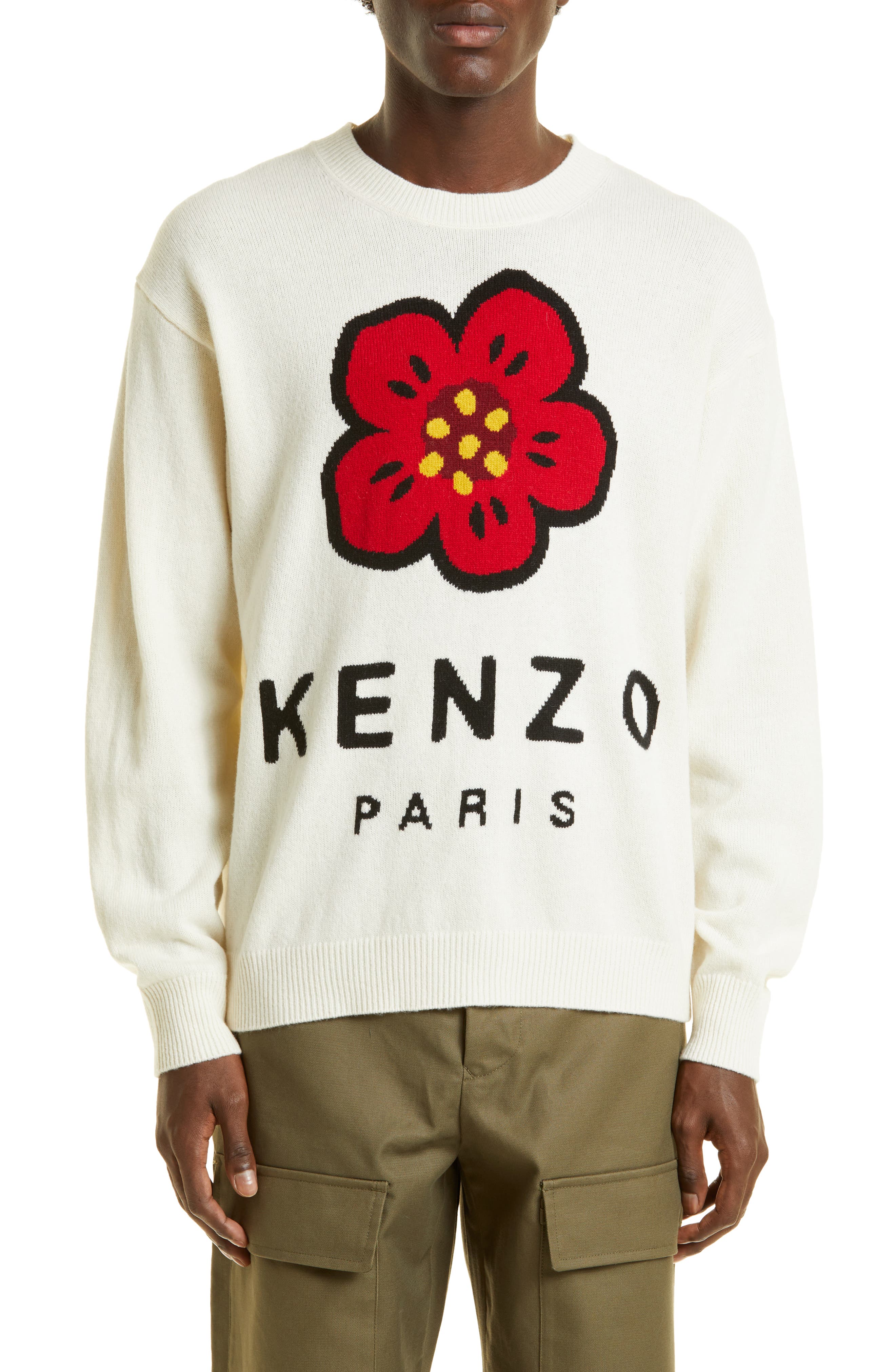 Intarsia Boke Flower Paris Logo Wool Sweater