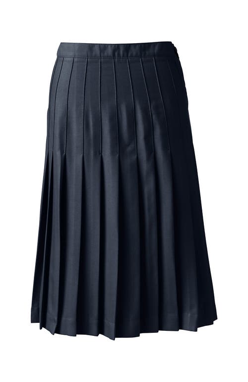 Lands' End School Uniform Solid Pleated Skirt Below The Knee In Classic Navy